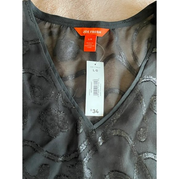 Sheer Black Top NWT Size Large - Picture 2 of 4